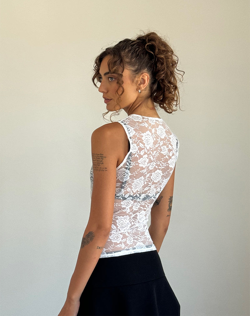 Bild von Monlo Ungefüttertes Top in Elfenbein Big Rose Lace