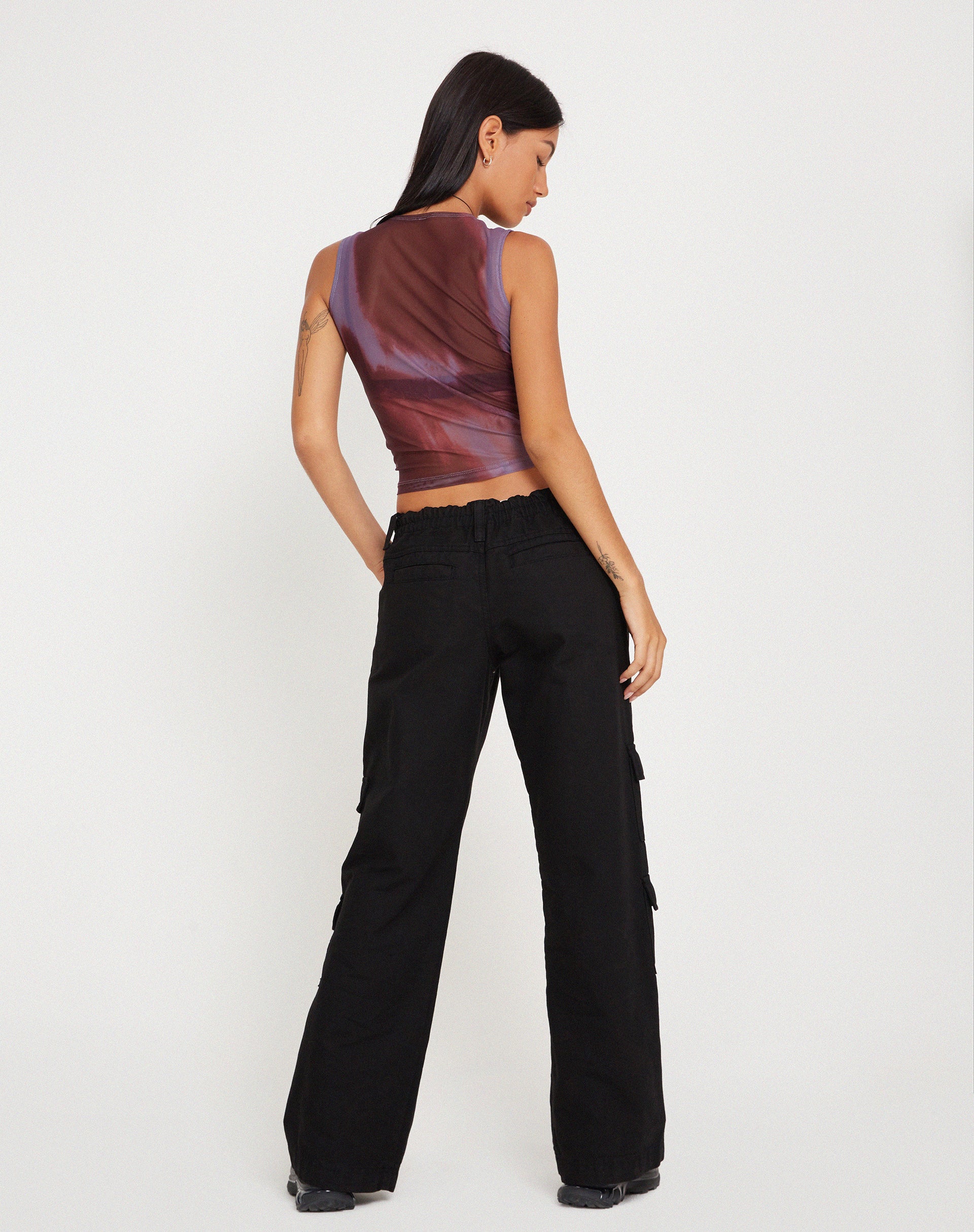 Image of Monlo Vest Top in Mesh Aquarell Wein