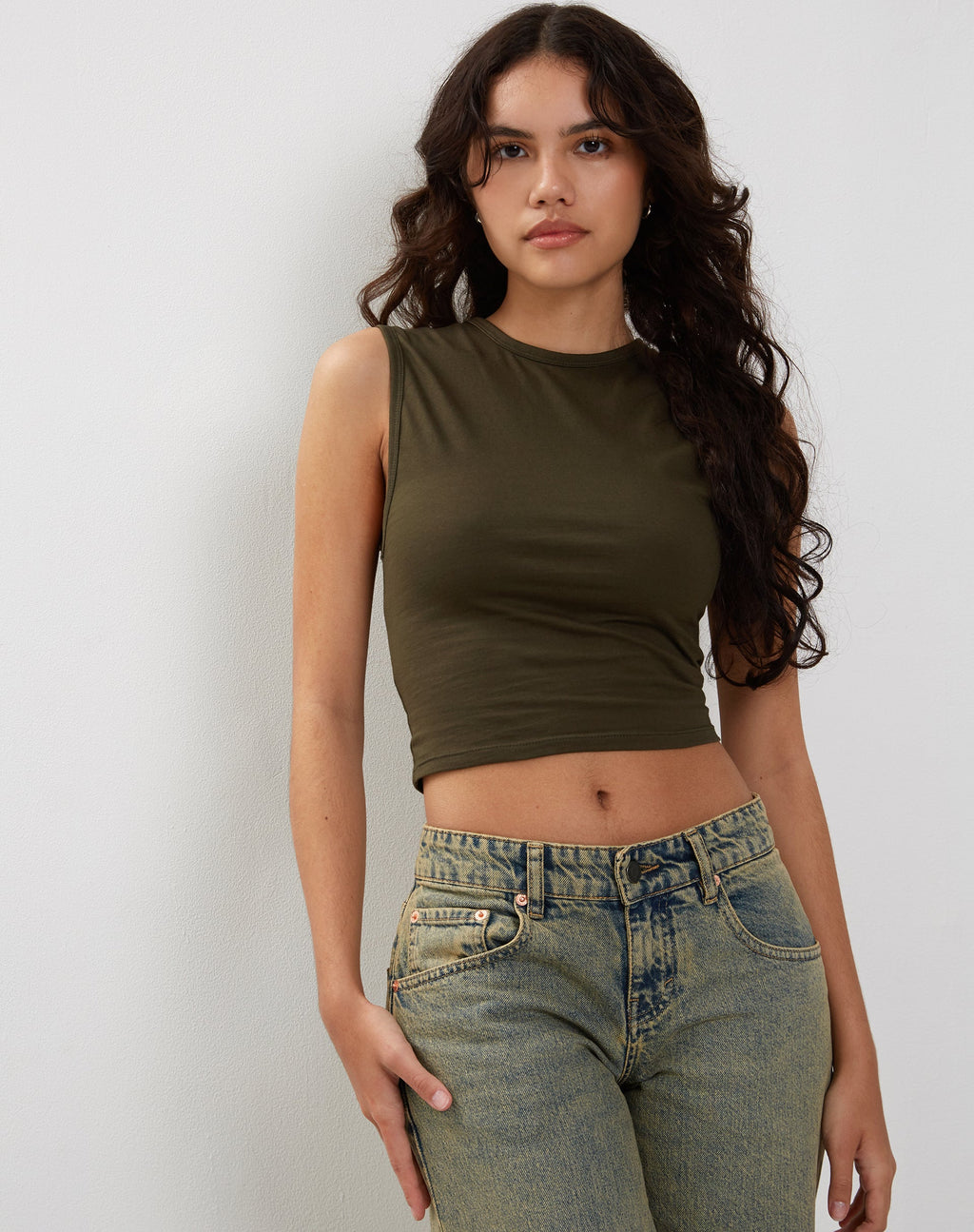Monlo Vest Oberteil in Olive