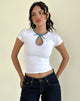 Bild von Monsel Tie Front Top in Weiß mit verblasstem Denim-Band
