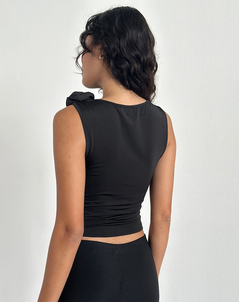 Bild von Morena Rosetten-Top in Schwarz