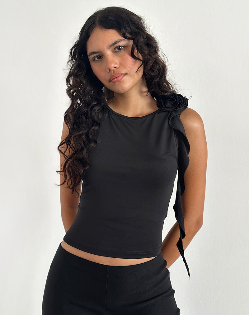 Bild von Morena Rosetten-Top in Schwarz