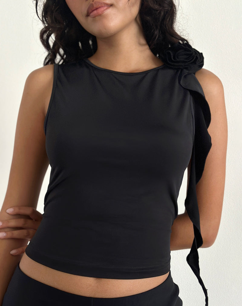 Bild von Morena Rosetten-Top in Schwarz