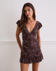 Image of Motarika Minikleid in Doodle Flower Flock Braun