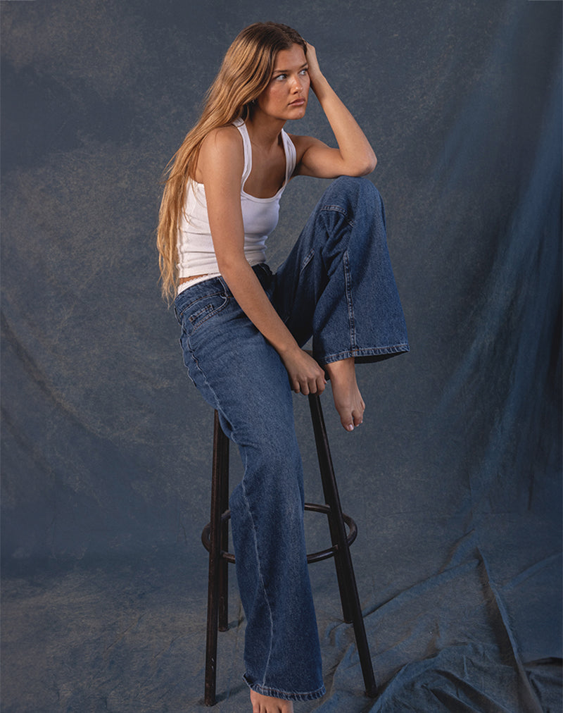 Bild von Roomy Extra Wide Low Rise Jeans in Mid Blue Used