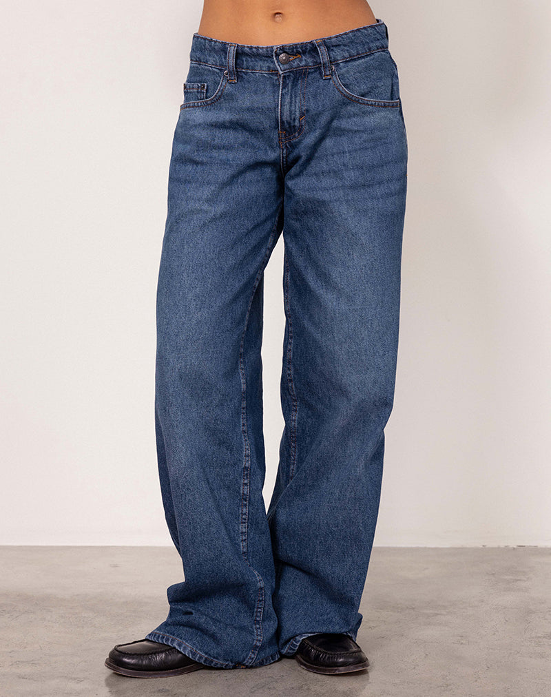 Bild von Roomy Extra Wide Low Rise Jeans in Mid Blue Used