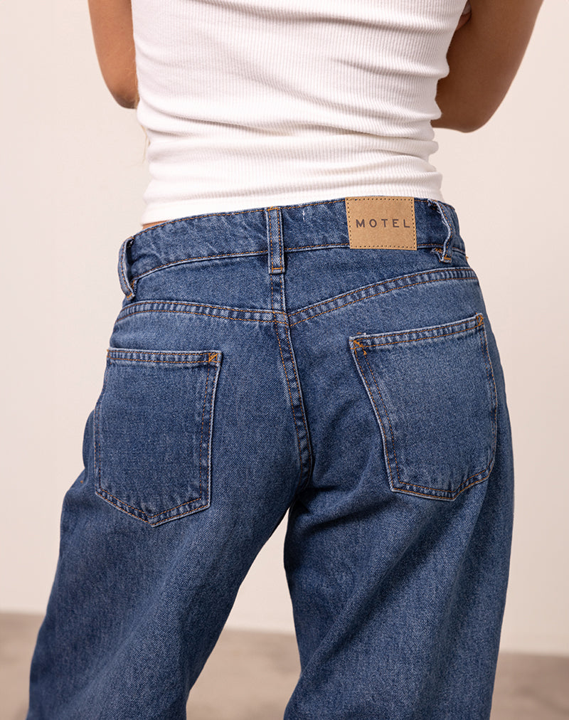 Bild von Roomy Extra Wide Low Rise Jeans in Mid Blue Used