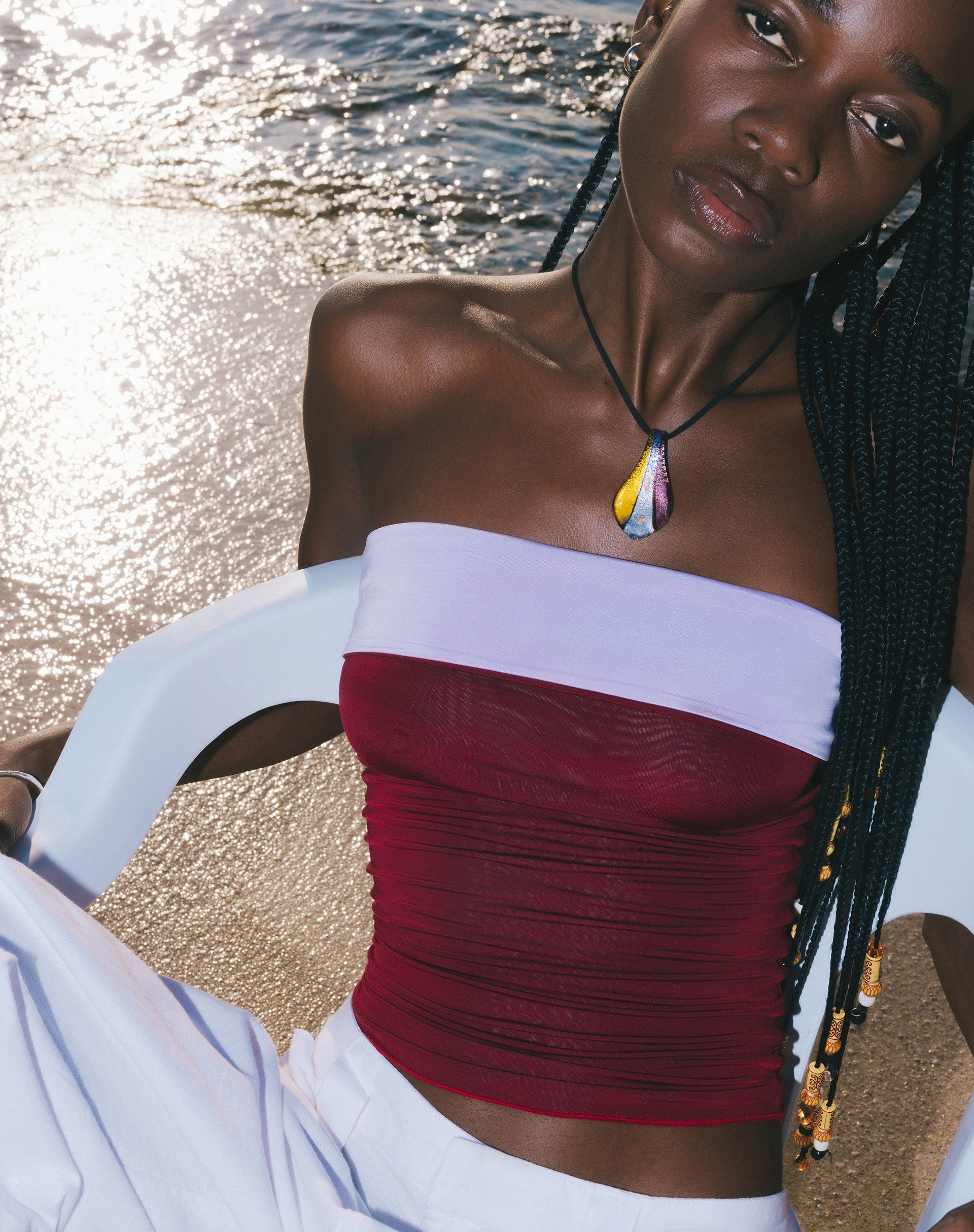 Image of Brylee Bandeau Crop Top in Weinrot Flieder