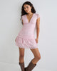 Image of Mowgli Minikleid mit Kapuzenärmeln in Babyrosa mit Mikro-Polka Schwarz