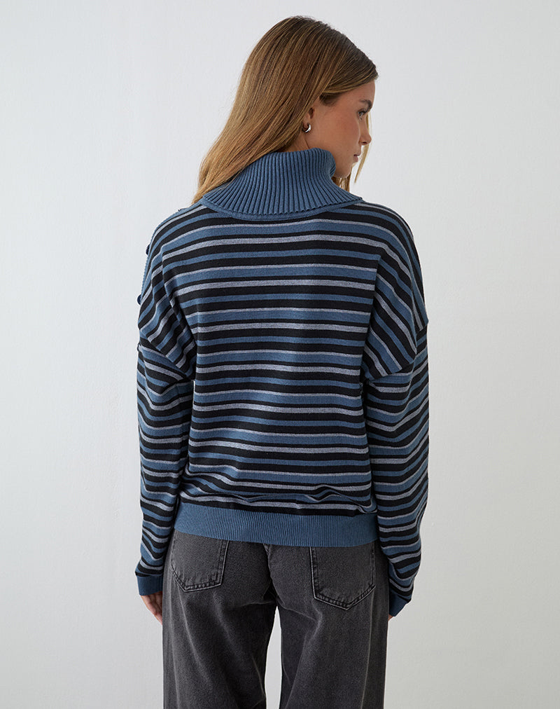 Bild von Muniar Jumper in Strickstreifen Blau Grau