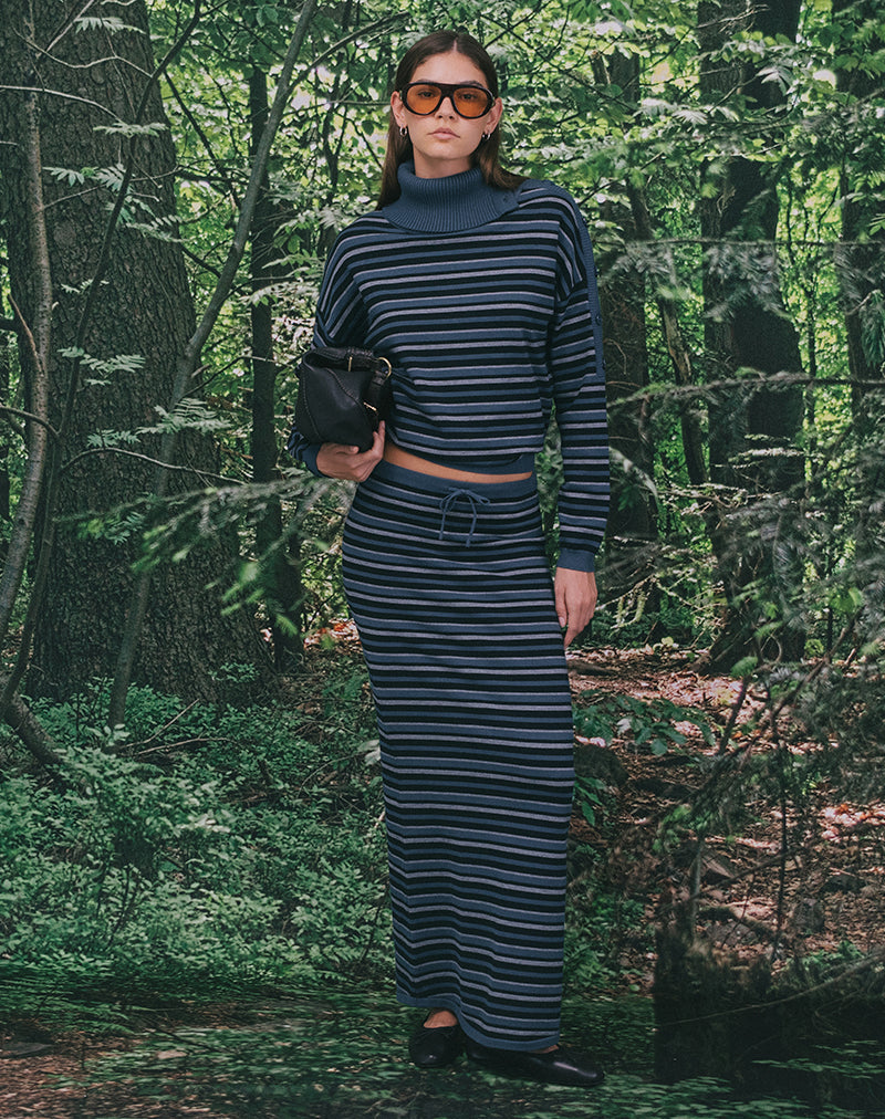 Bild von Muniar Jumper in Strickstreifen Blau Grau