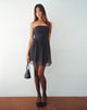 Image of Murni Bandeau-Minikleid in Polka Schwarz Chiffon
