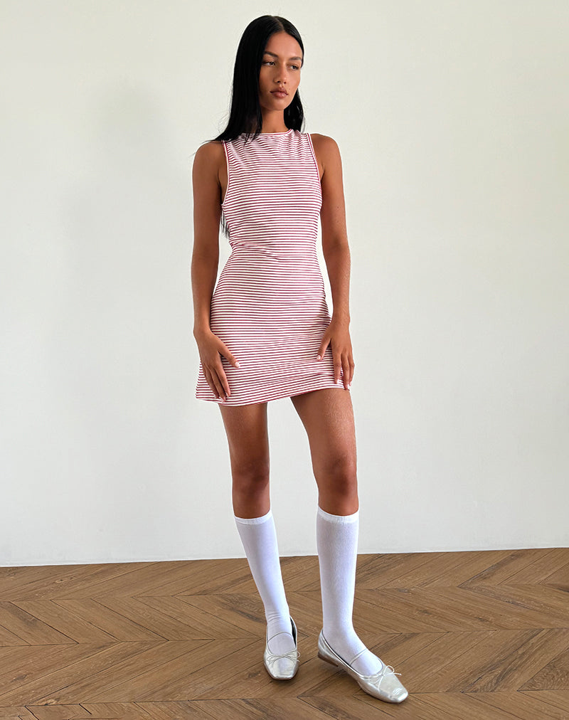 Bild von Muzuki Jersey Minikleid in Rot und Weiß gestreift