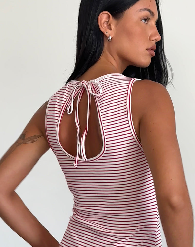 Bild von Muzuki Jersey Minikleid in Rot und Weiß gestreift