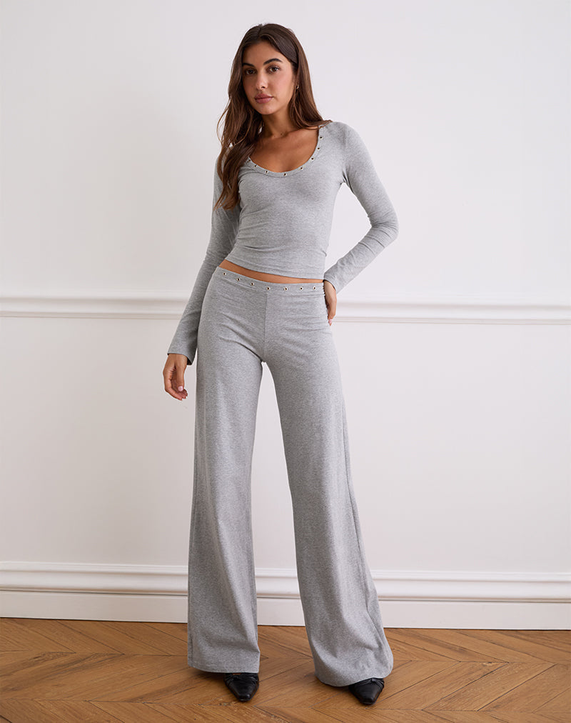 Image of Dorala Low Rise Hose mit Ösen in Grau meliert