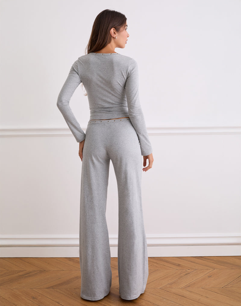 Image of Dorala Low Rise Hose mit Ösen in Grau meliert