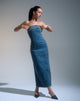Bild von Atun Denim Bandeau Maxikleid in Braun Blau Acid Wash