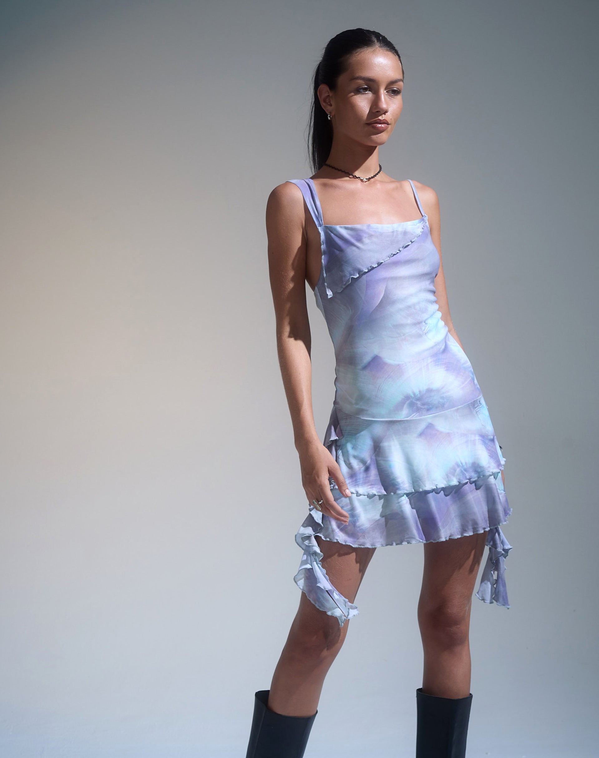 Image of Sabit Mesh-Minikleid aus bedruckter Perlmuttschale