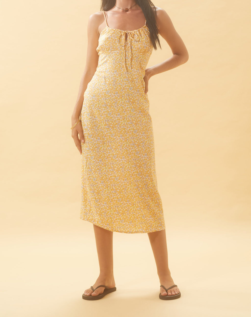 Cessilie Midikleid in Flower Garden Gelb