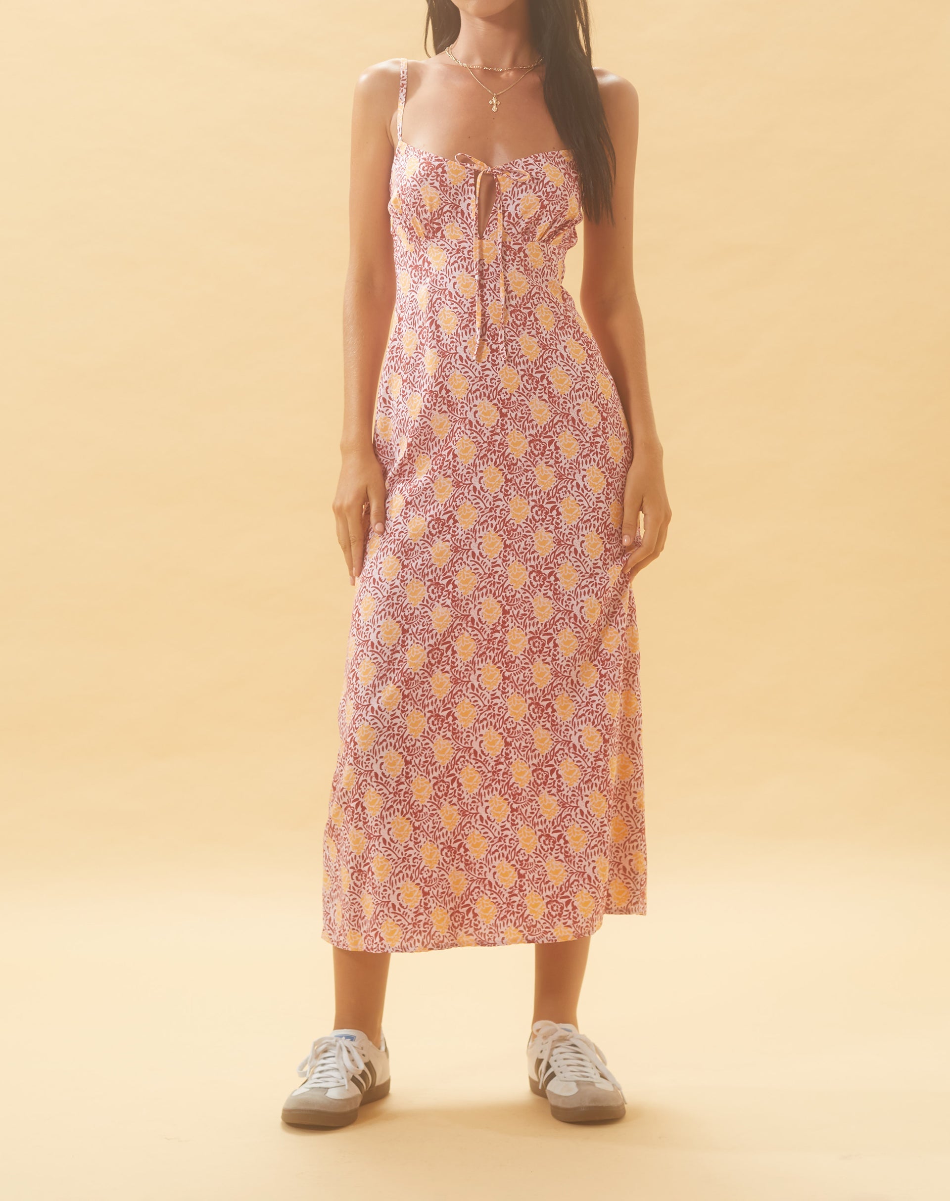 Image of Jelika Midikleid in Bohemian Batik Maroon Pfirsich