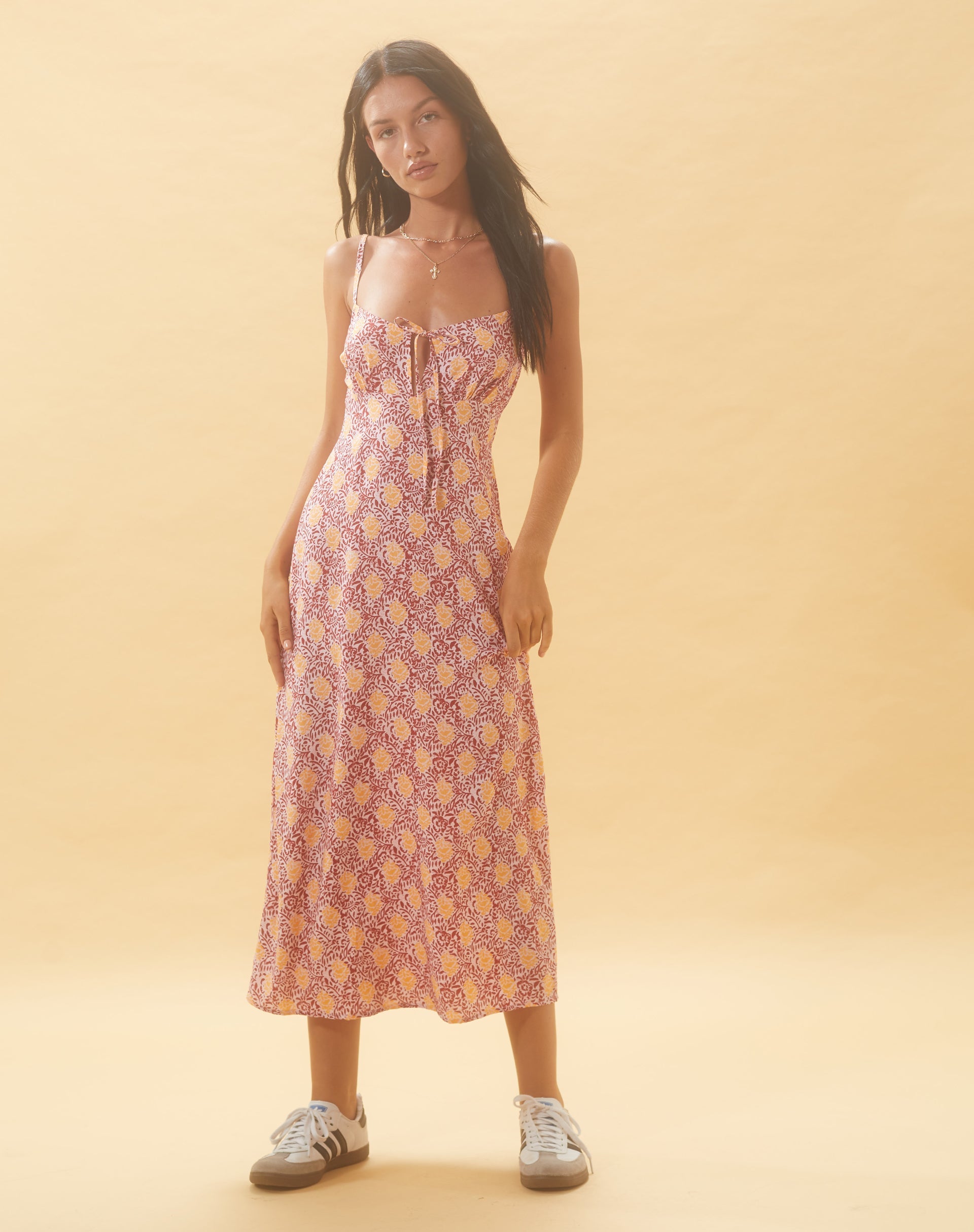 Image of Jelika Midikleid in Bohemian Batik Maroon Pfirsich