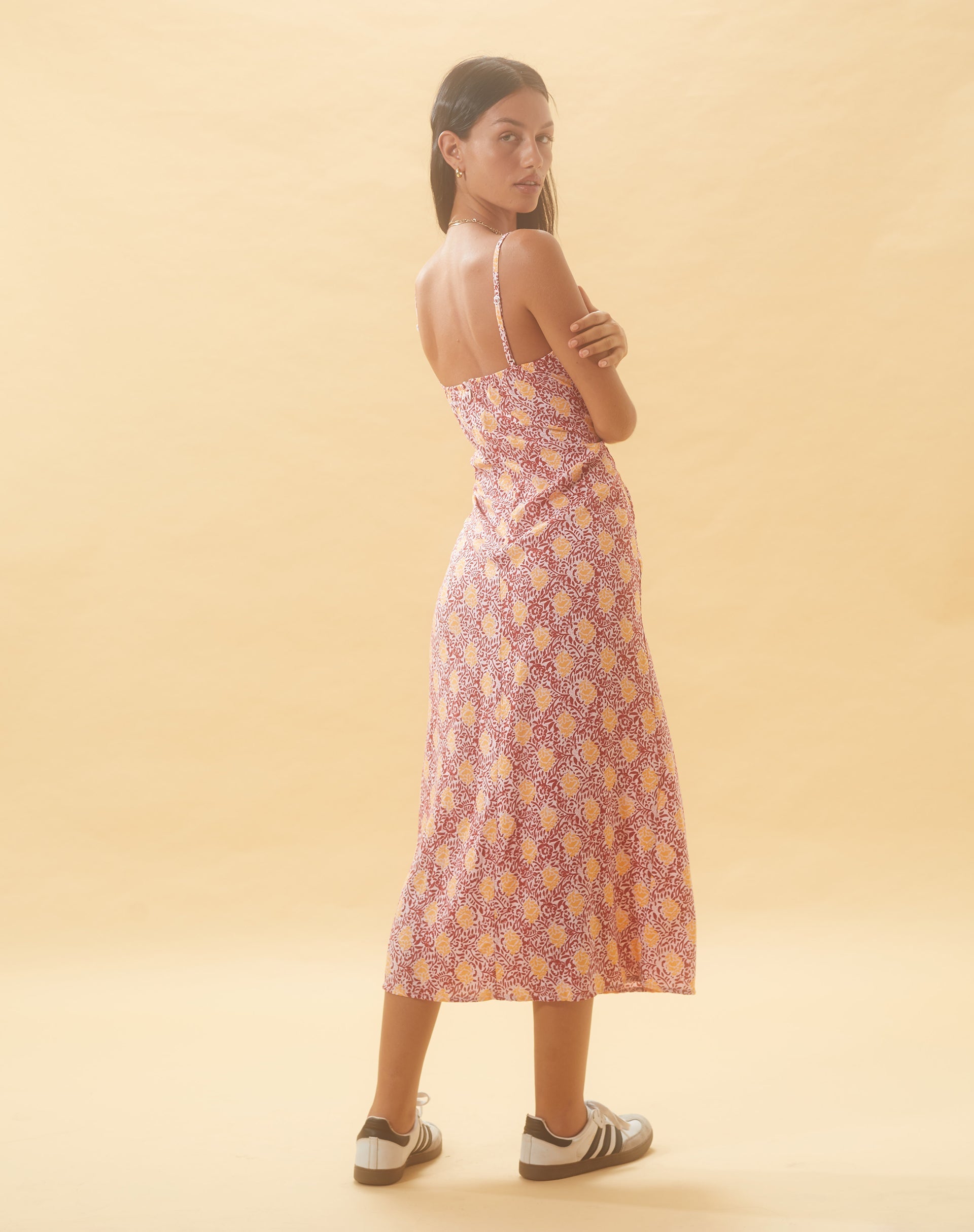 Image of Jelika Midikleid in Bohemian Batik Maroon Pfirsich