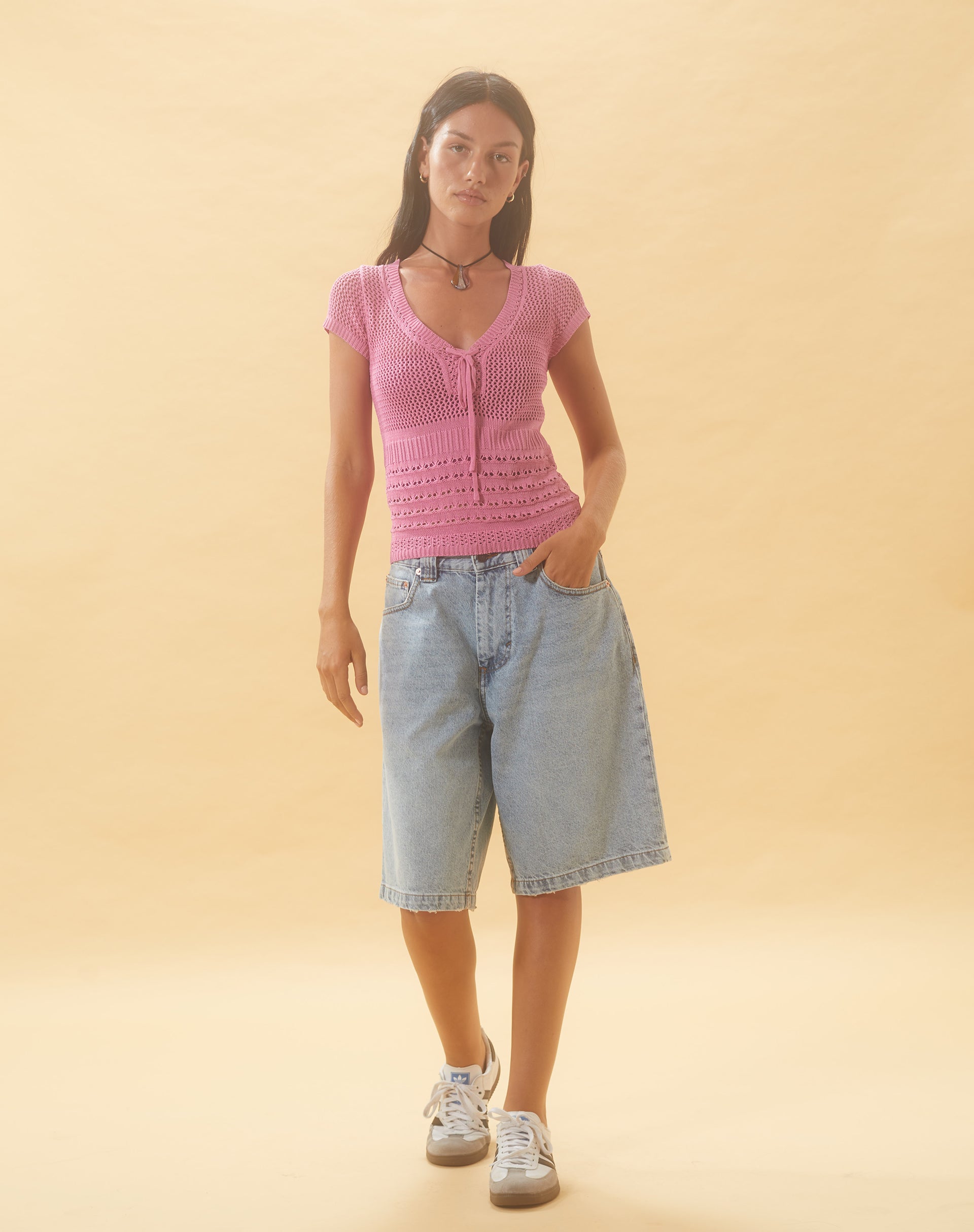 Image of Maika Gestricktes Top in Himbeere