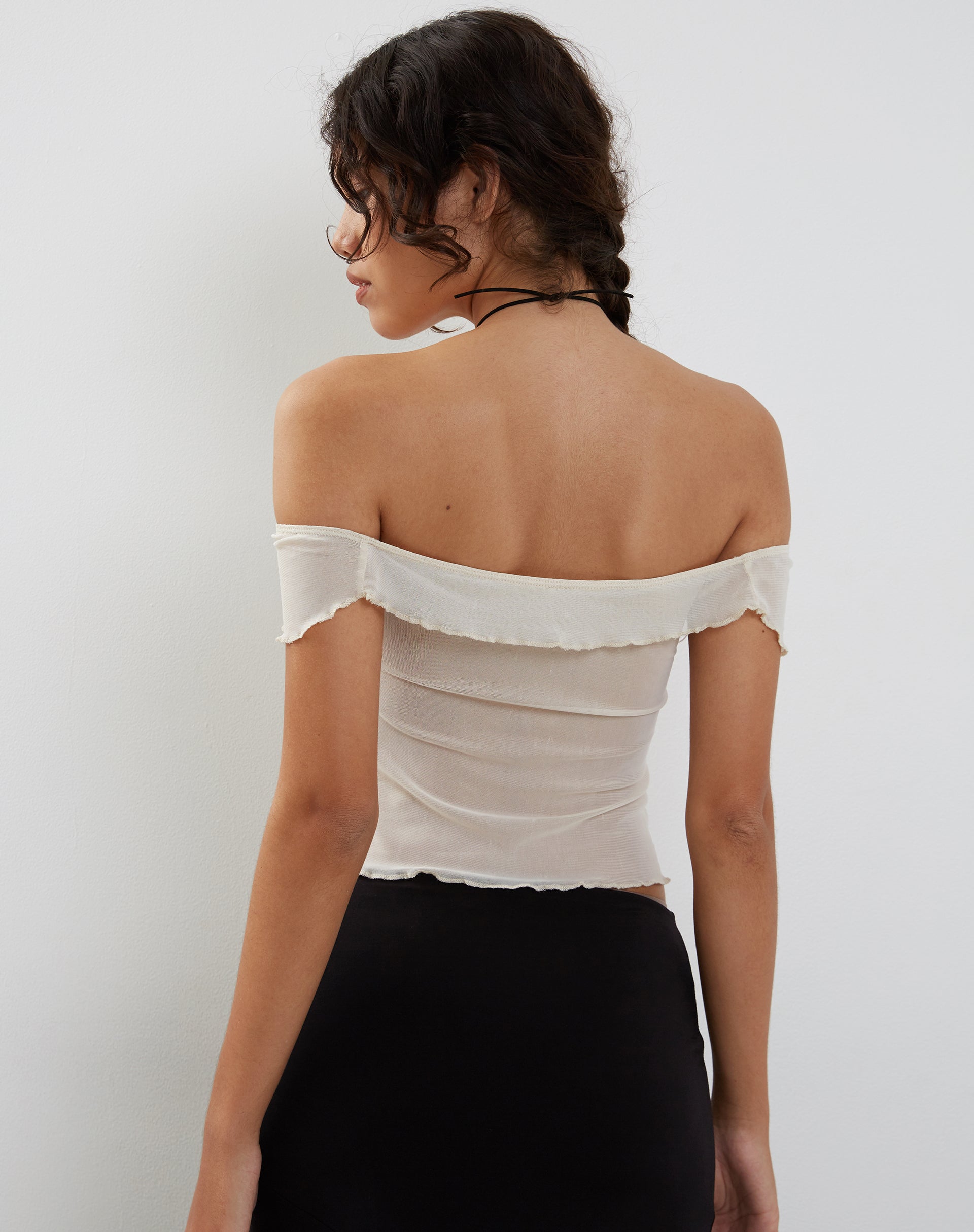 Bild von Nabil Bardot Top aus Mesh Creme