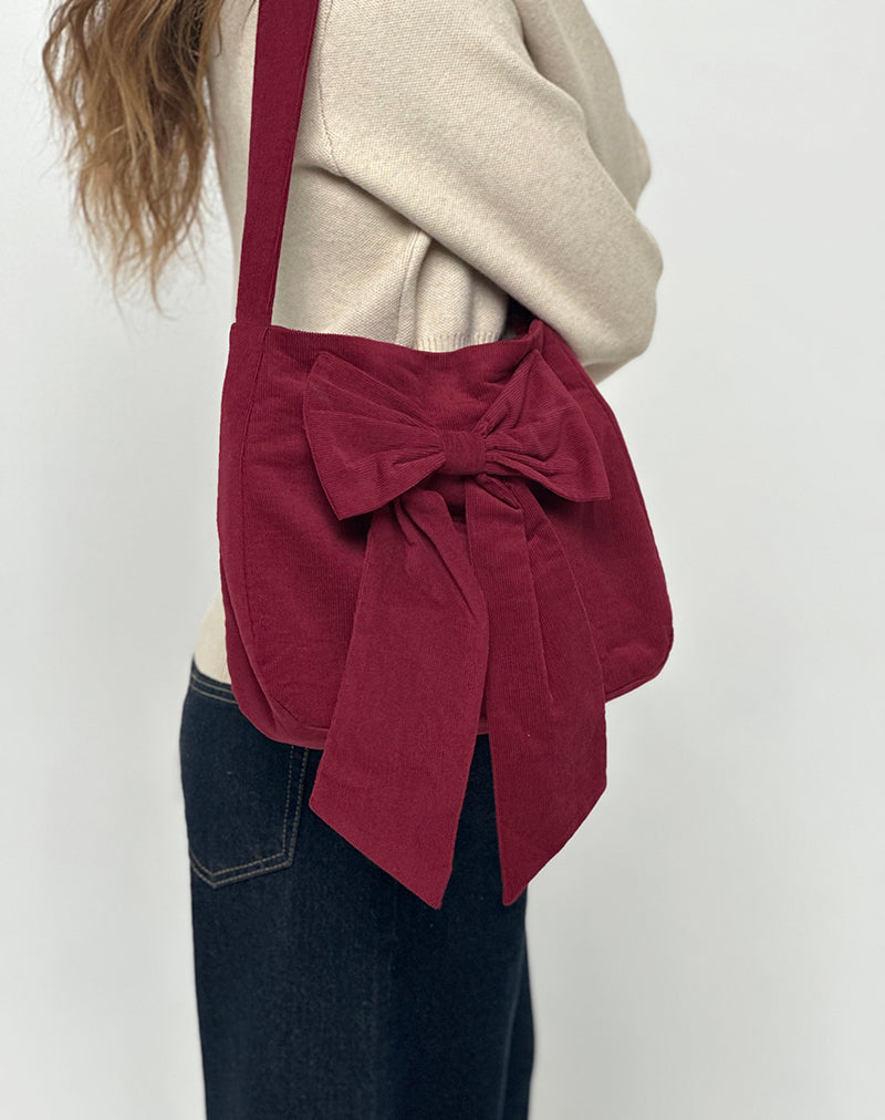 Nagi Tasche aus Babycord Maroon