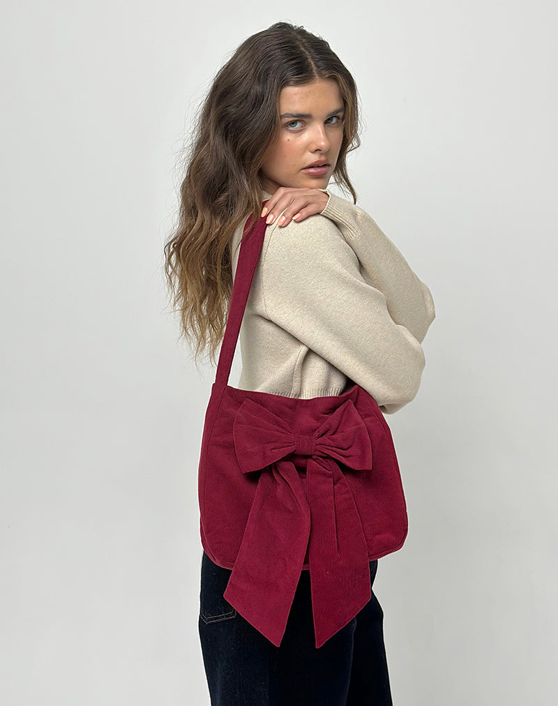 Image of Nagi Tasche aus Babycord Maroon
