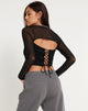 image of Kalula Langarm-Crop-Top in Schwarz