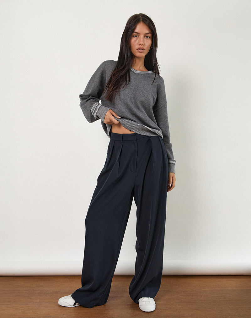 Nala Weite Beinfaltenhose in Tailoring Navy