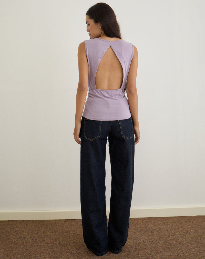 Image of Nali Cowl Knot Top in Cupro Lavendel