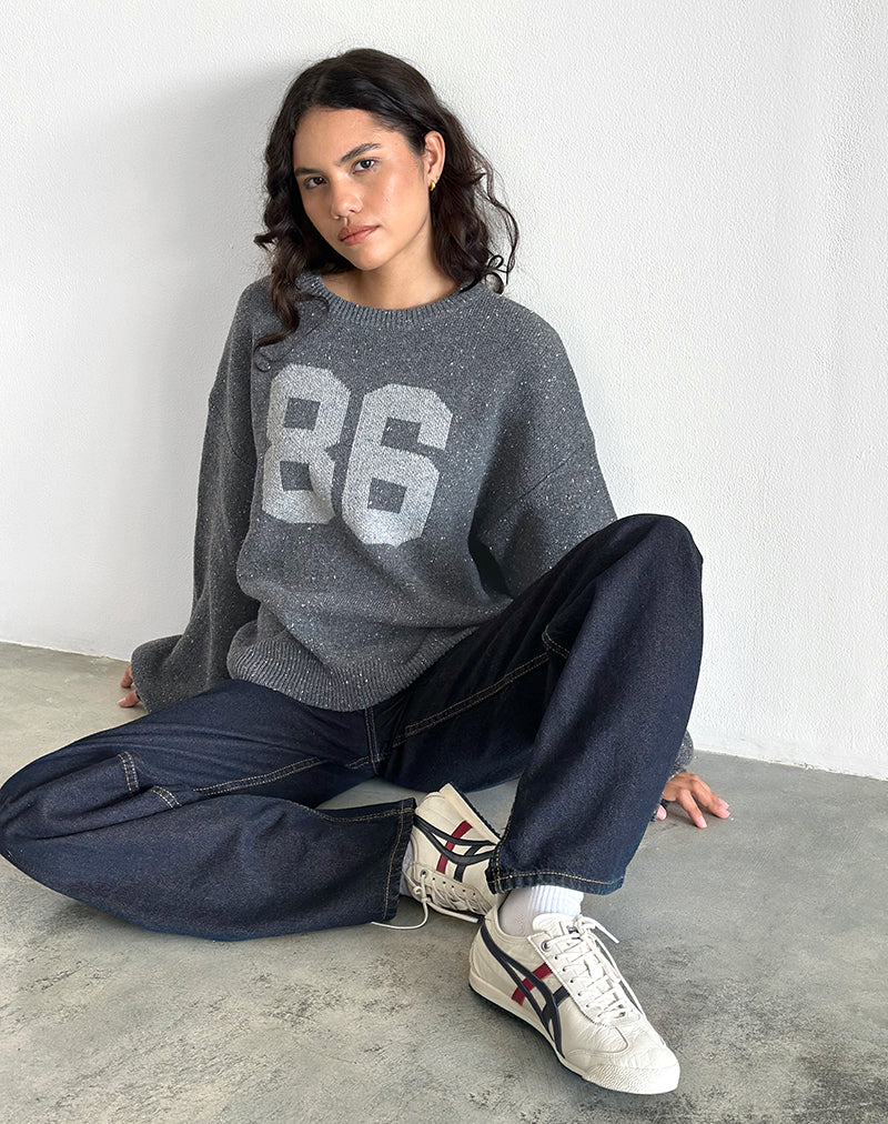 Image of Namari Pullover aus grauem Strick mit 86er-Motiv