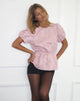 Image of Nambi Kurzarm-Top aus Satin Jacquard Baby Pink
