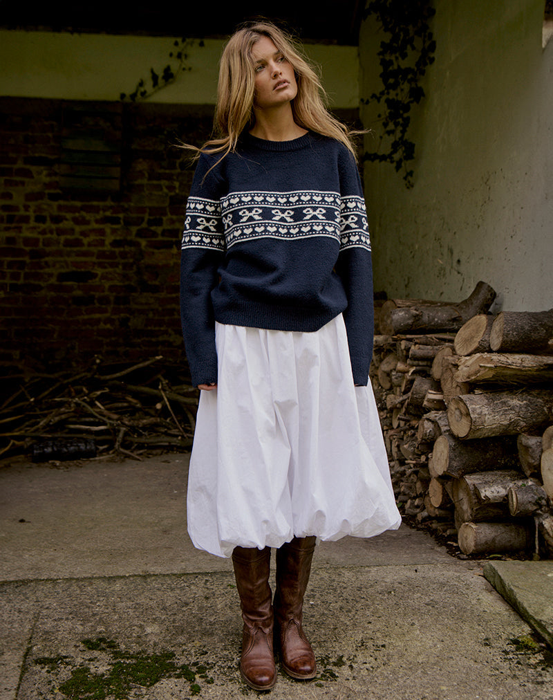 Namirta Strickpullover in Peacoat mit Fairisle-Schleife