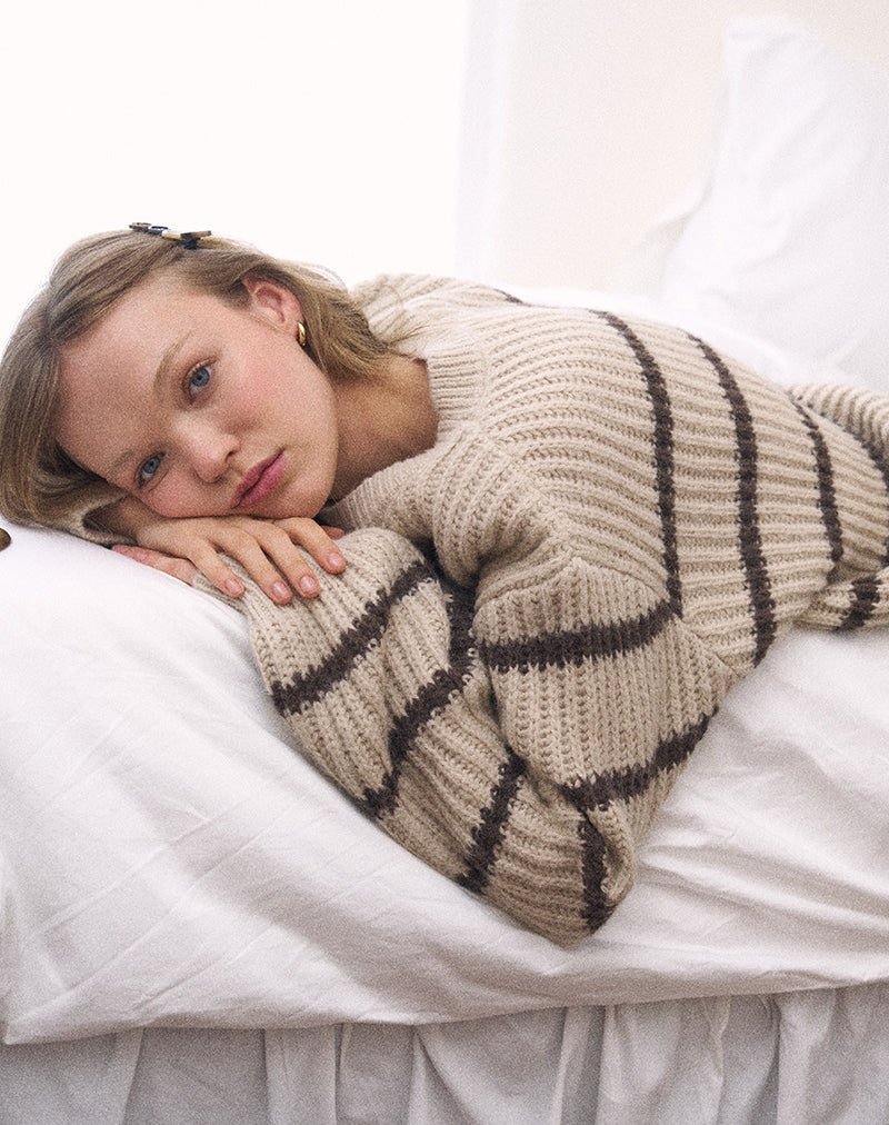 Image of Namirta Pullover in Mono Stripe Hafer