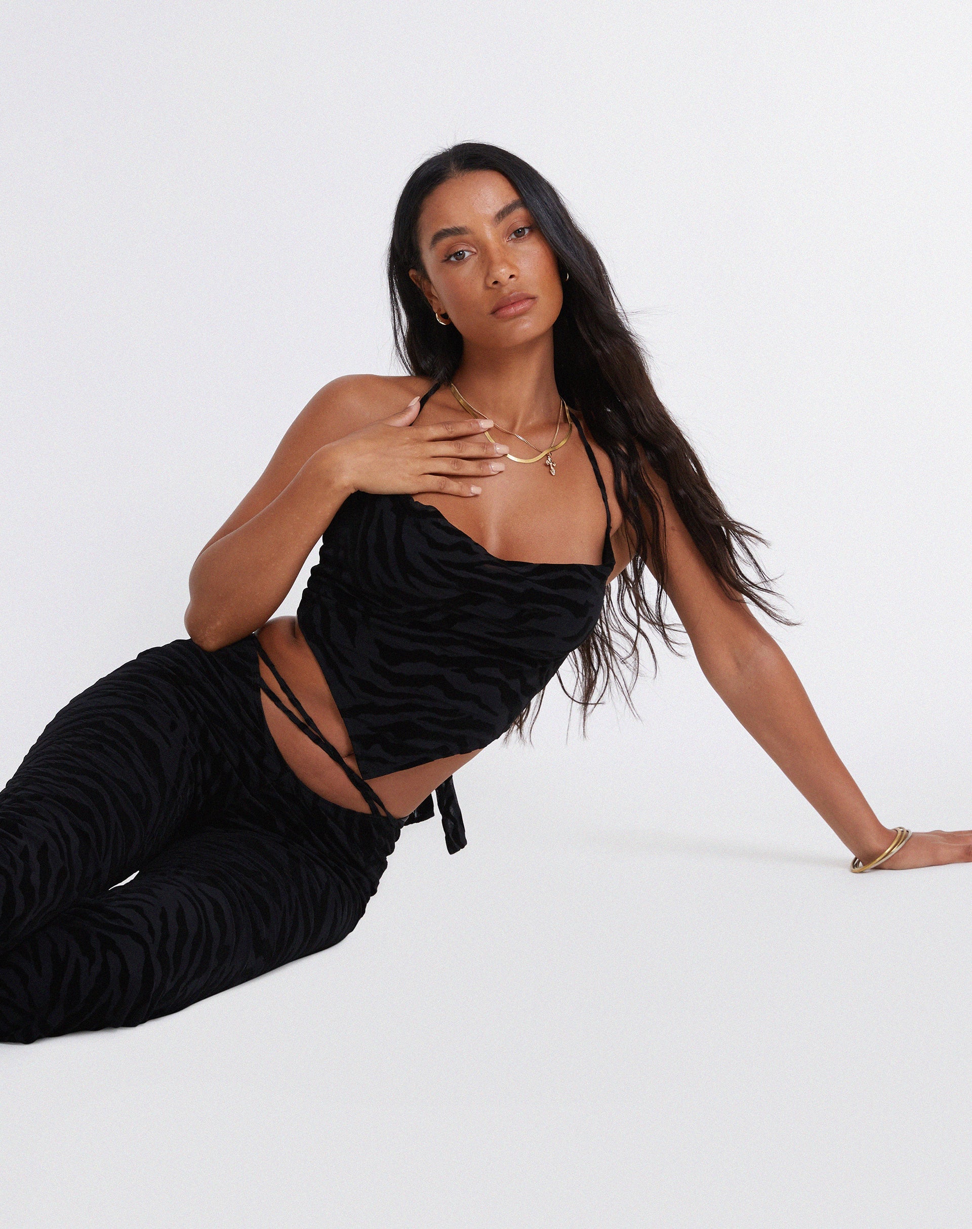 Abbildung von Ketia Crop Top in Zebra Flock Schwarz