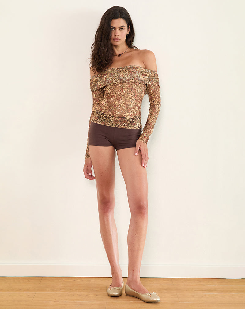 Nanila Top in Cluster Floral Braun
