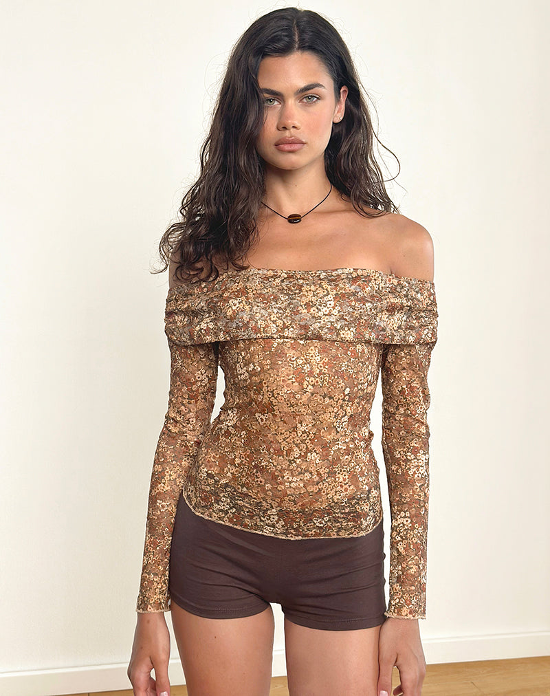 Bild von Nanila Top in Cluster Floral Braun