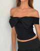 Image of Naras Bardot-Top mit Schleife vorne in Schwarz Tailoring