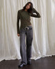 Image of Narcissa Asymmetrisches Oberteil mit langen Ärmeln aus Mesh Dark Olive