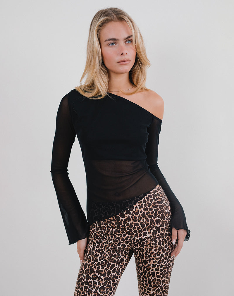 Image of Narcissa Asymmetrisches Top aus Mesh Schwarz