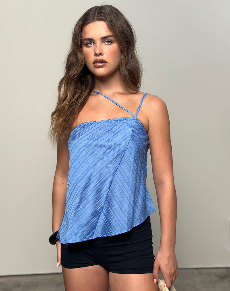 Image of Narella Top aus Chiffonstreifen Blau