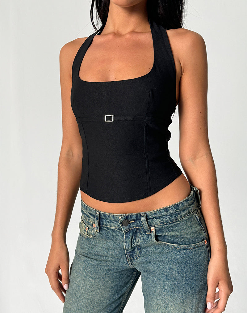Image of Nasya Halter Top in Tailoring Schwarz