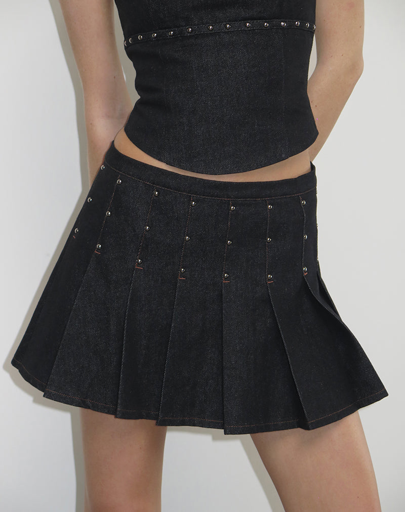 Gatlin Rock aus Chambray mit Nieten Schwarz