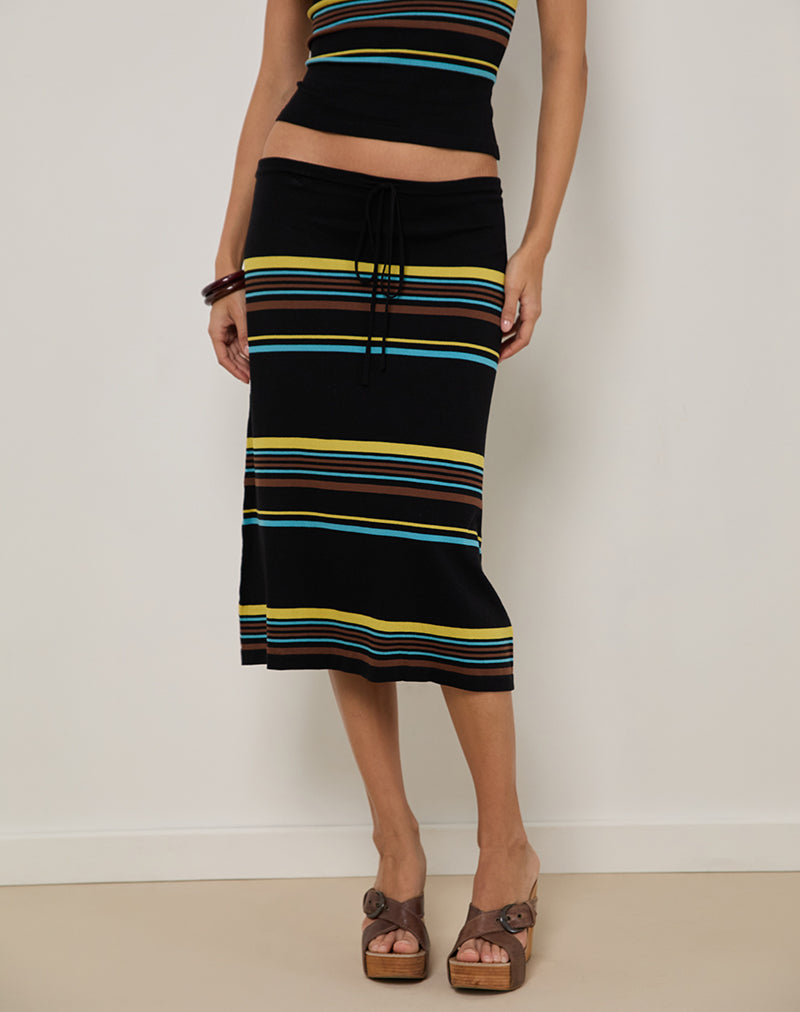 Amalia Midirock in Schwarz mit braunen und blauen Streifen