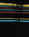 Schwarz mit braunen und blauen Streifen