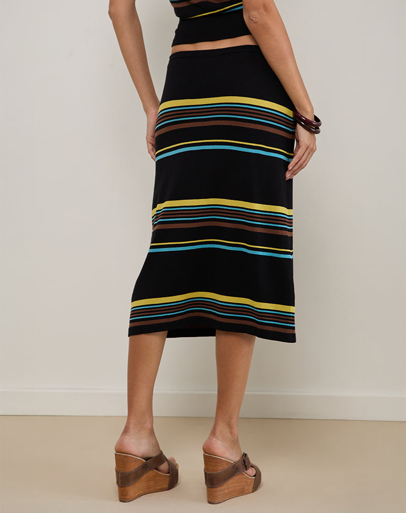 Image of Amalia Midirock in Schwarz mit braunen und blauen Streifen