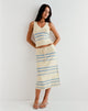 Image of Amalia Midirock in Creme mit blauen und grauen Streifen